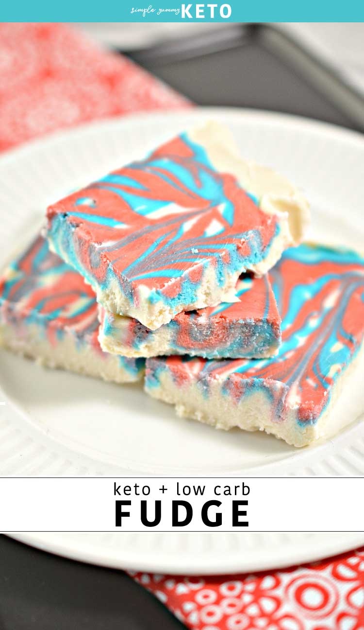 keto fudge recipe - red, white, and blue a perfect low carb dessert for July 4