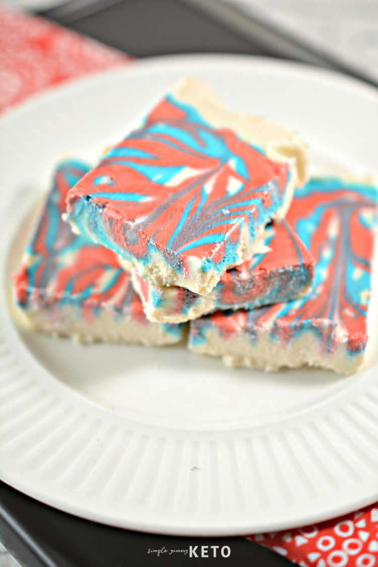 red white and blue keto fudge