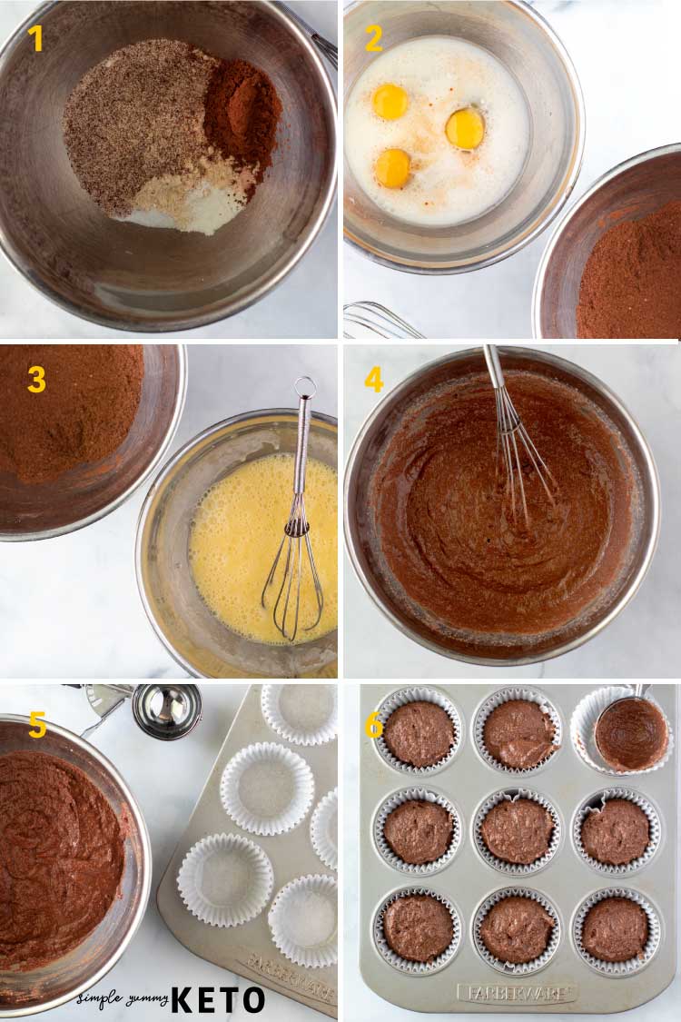 keto chocolate cupcakes process