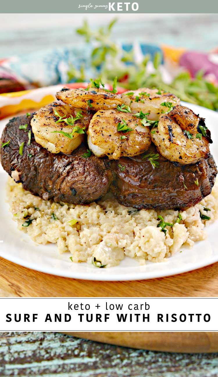 keto and low carb surf and turf with cauliflower risotto 