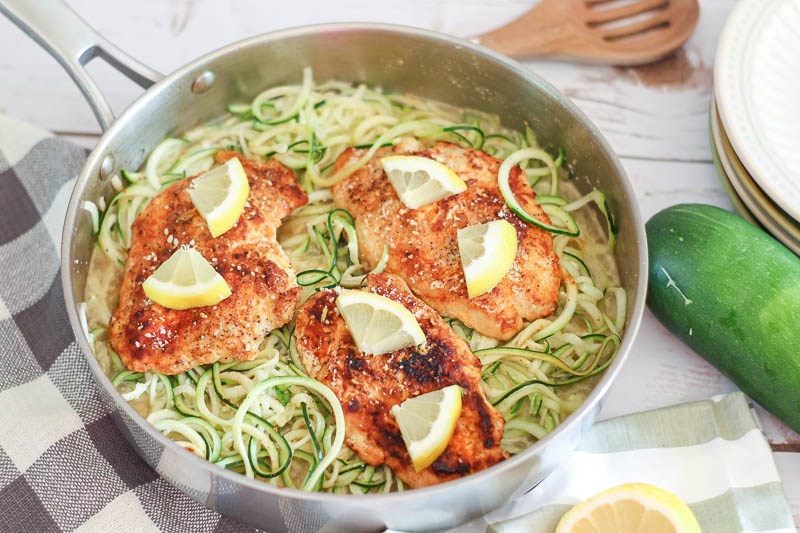 lemon garlic chicken and zoodles