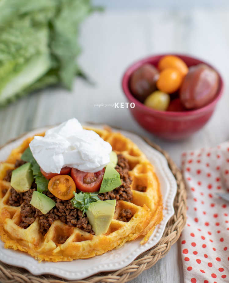 Keto and low carb taco chaffle inspired by fry bread